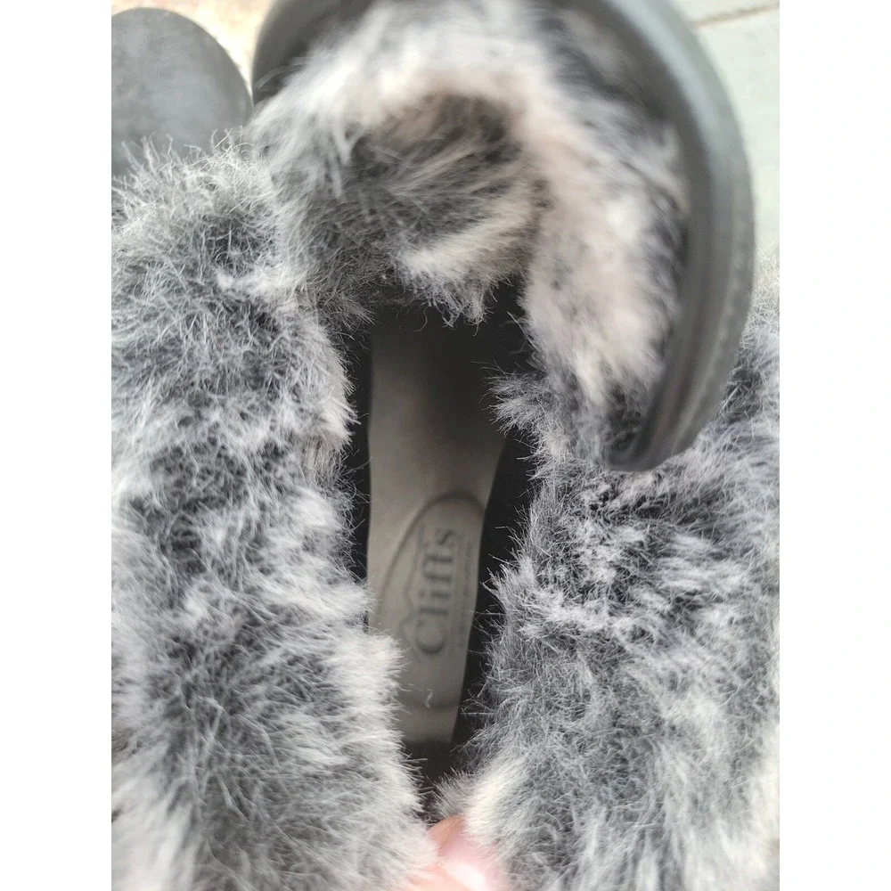 White Mountain Women Paddington Boots Natural/Distressed/Fab/Fur C29640,Size 7.5